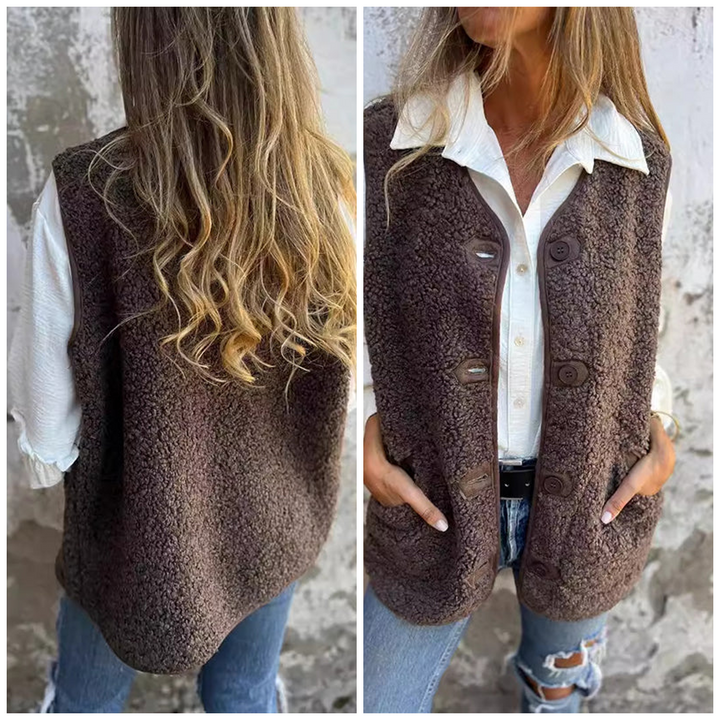 Dámská košile s knoflíky a teplou vestou