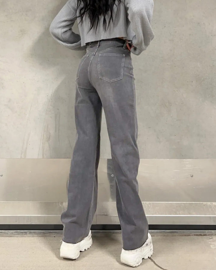 Dámské mom jeans šedé