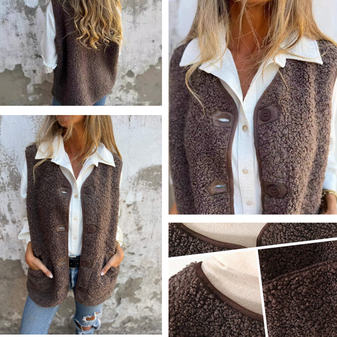 Dámská košile s knoflíky a teplou vestou