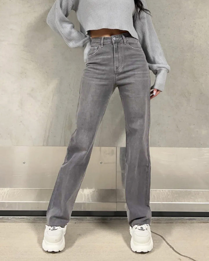 Dámské mom jeans šedé