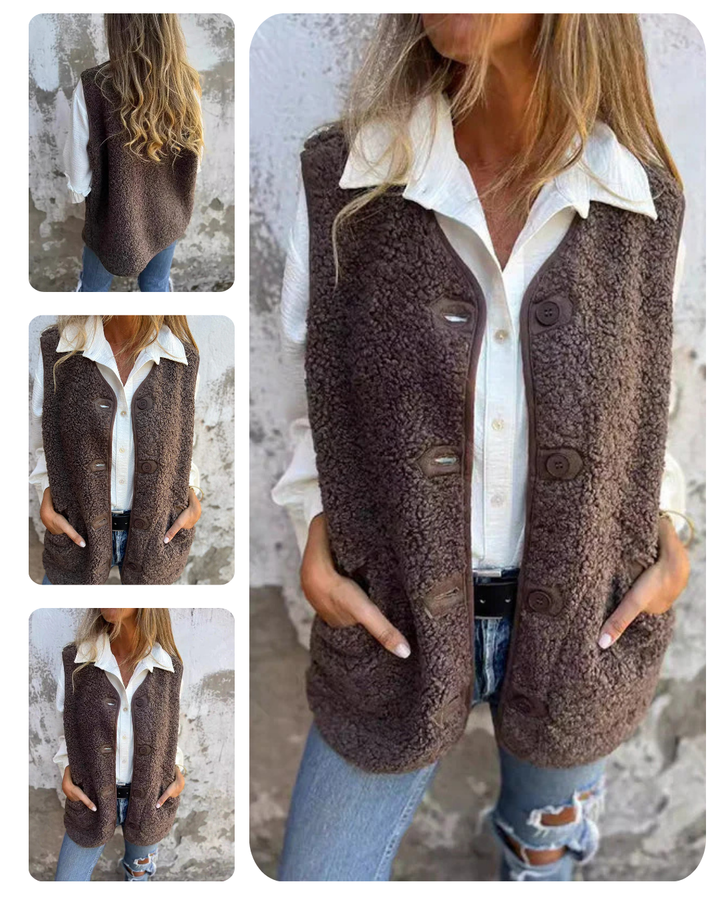 Dámská košile s knoflíky a teplou vestou