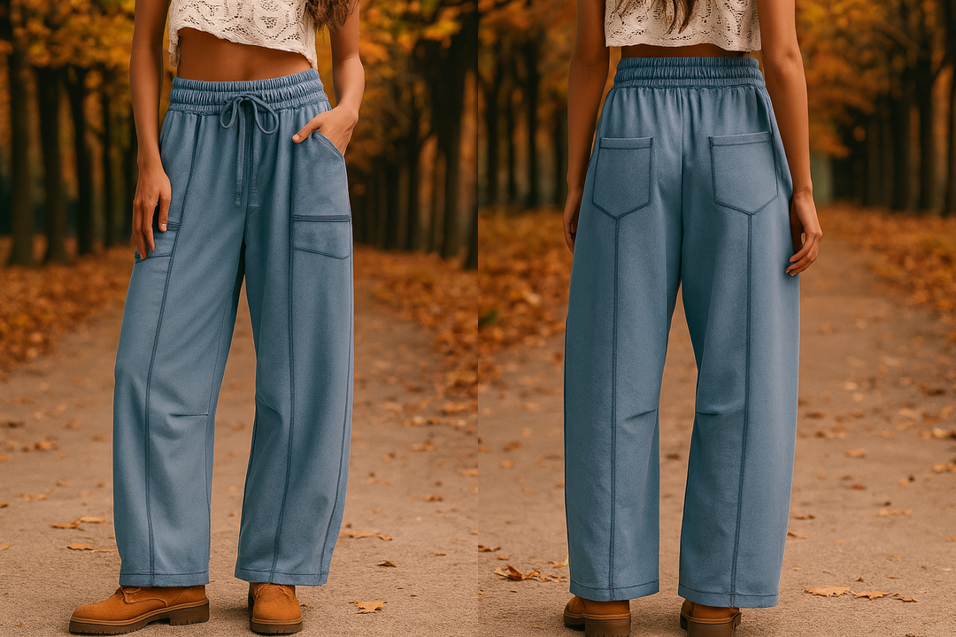 Pohodlné volnočasové kalhoty s kontrastním prošitím