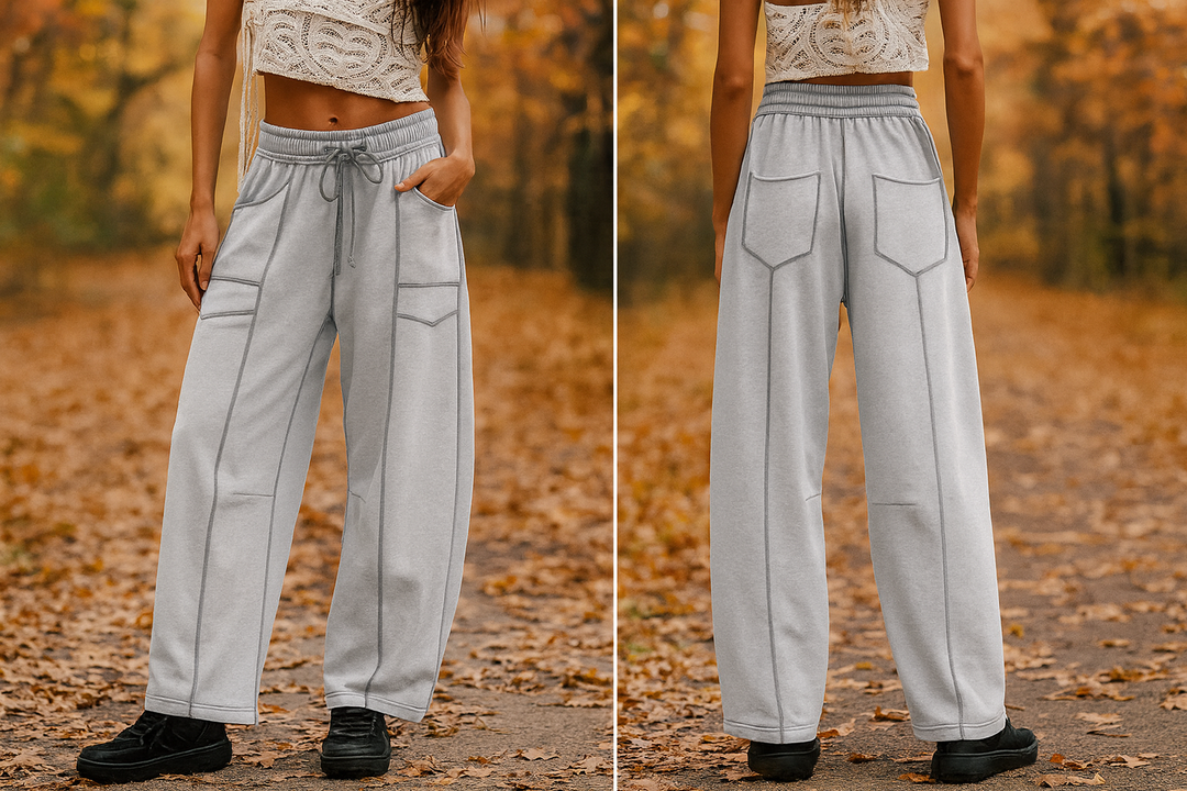 Pohodlné volnočasové kalhoty s kontrastním prošitím