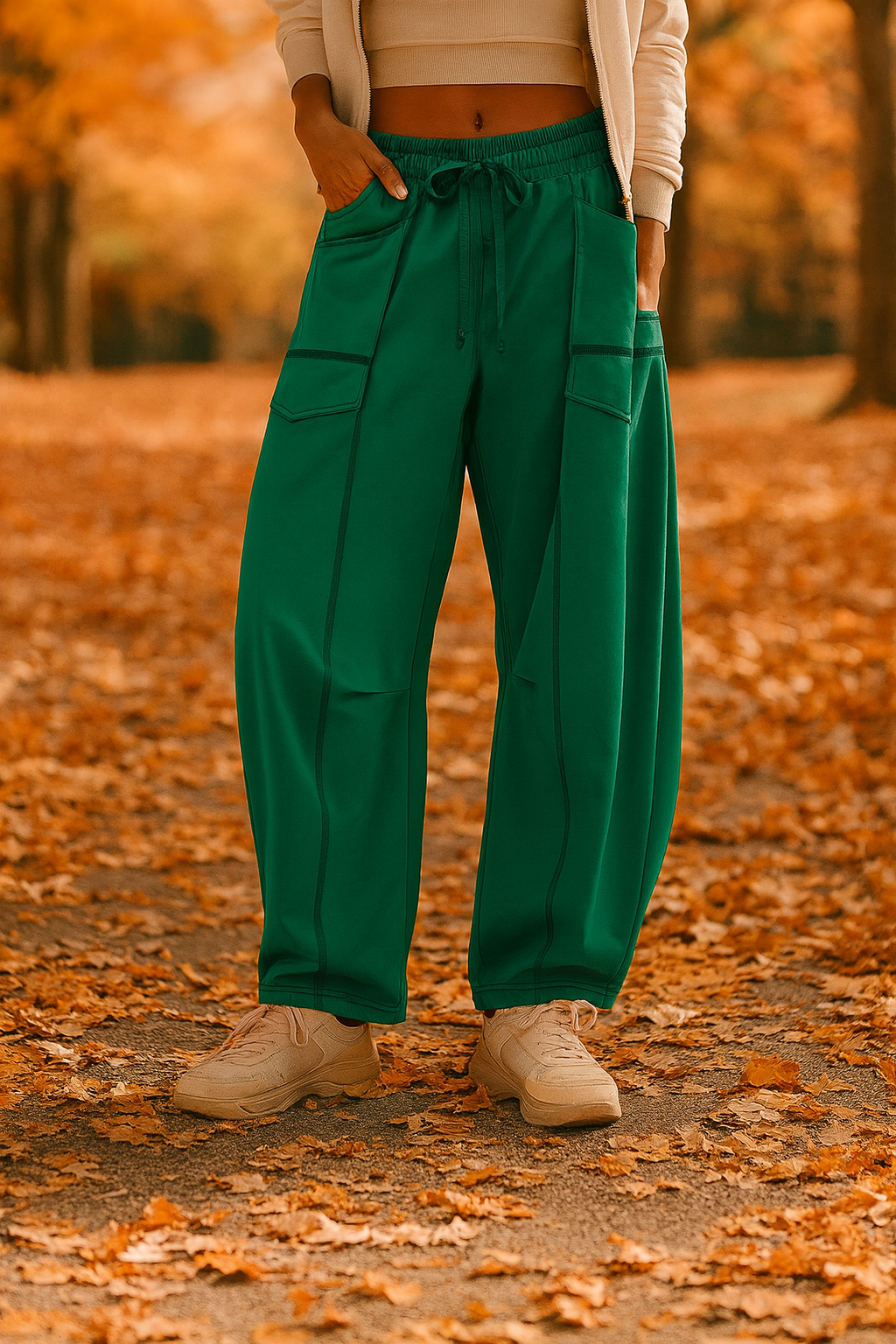 Pohodlné volnočasové kalhoty s kontrastním prošitím