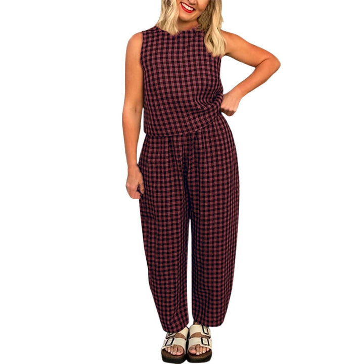 Lehký neformální bezrukávový dvoudílný domácí oděv