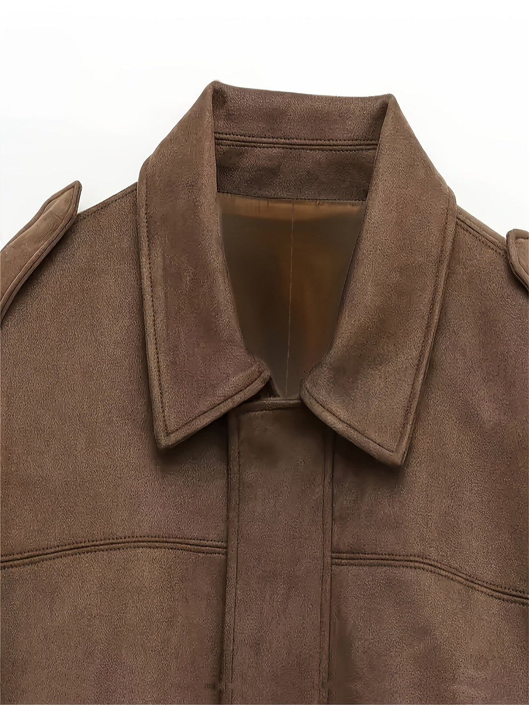 Krátká semišová bunda v oversize střihu